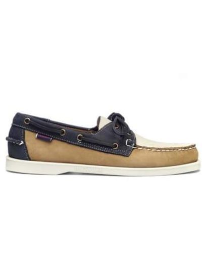 Sebago Portland archive boat shoe camel azul marina marina