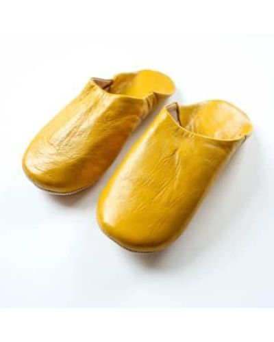 Bohemia Designs Moroccan Leather Babouche Slippers Mustard - Giallo