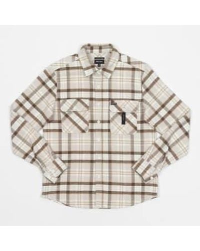 Brixton Bowery Flannel Check Shirt In & Brown - Metallic