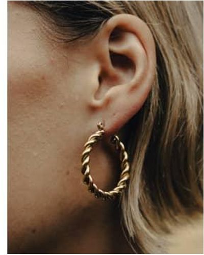 Nordic Muse Twist Hoop Earrings, 18k Tarnish-free Waterproof - Brown