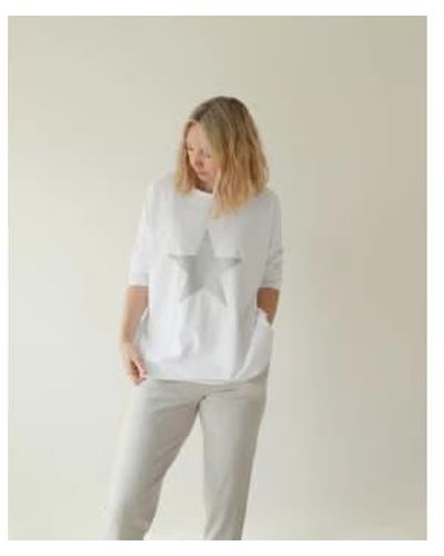 Chalk Robyn Top In With Silver Glitter Star - Bianco