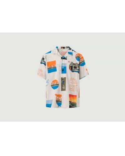 Knowledge Cotton Boxy Fit Fancy Print Shirt KCA X Jonas Claesson - Azul