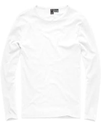 G-Star RAW G Star Base Round Neck Long Sleeve T Shirt - White