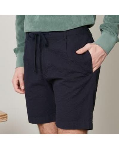 Hartford Tank Slim-fit Seersucker Drawstring Shorts - Blue