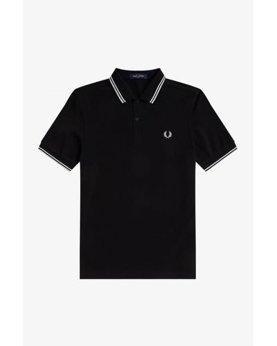 Fred Perry Slim Fit Twin Tipped Polo Black Porcelain Porcelain