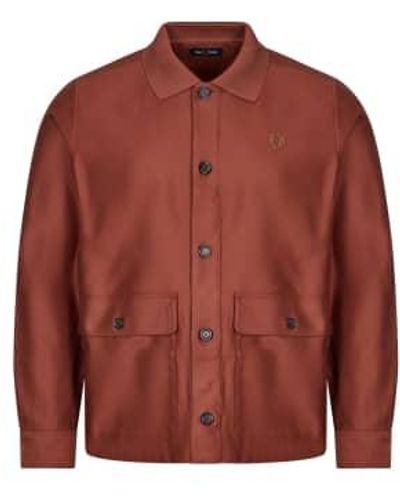 Fred Perry Overshirt mit utility-tasche – whiskybraun - Rot