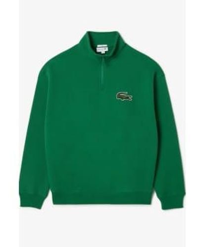 Lacoste Sweat-shirt zippé à col montant en coton biologique - Vert