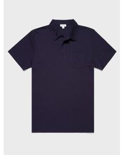 Sunspel Riviera Polo -Shirt in der Marine - Blau