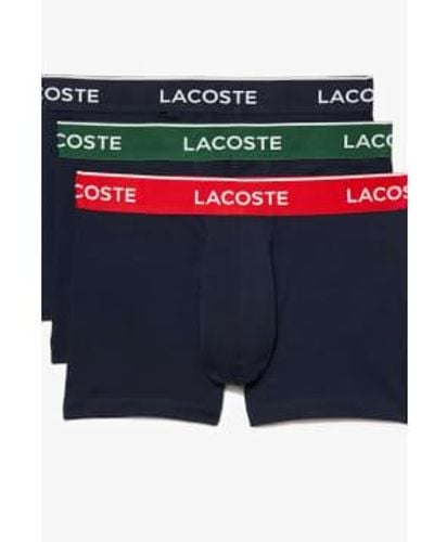Lacoste Pack Of 3 Casual Trunks With Contrasting Waistband Xx Large - Blue
