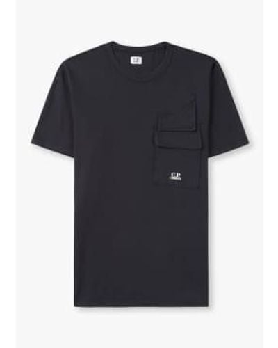 C.P. Company Herren 20/1 Jersey-Klappen-Taschen-T-Shirt in totaler Sonnenfinsternis - Schwarz