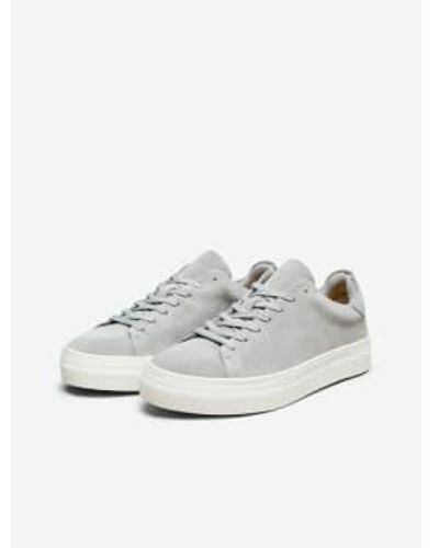 SELECTED David Chunky Clean Suede Trainer 2 - Bianco