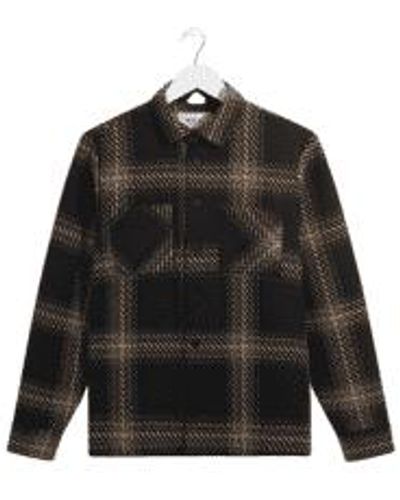 Wax London Whiting overshirt in zap check / beige - Noir