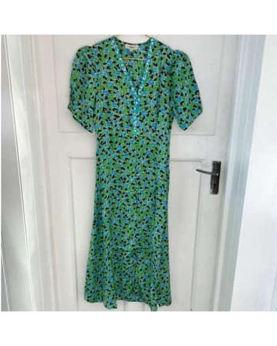 Anorak Suncoo Cedia Midi Dress Floral Print Satin - Verde