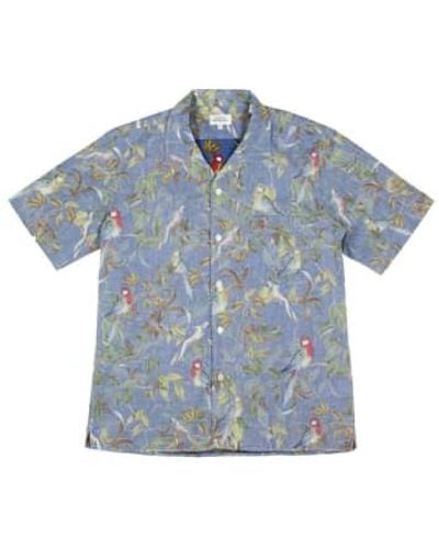 Hartford Palm Mc Bird Print Short Sleeve Shirt Multi / M - Blue