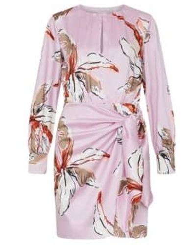 Marella Palm Print Silky Dress 8 - Pink