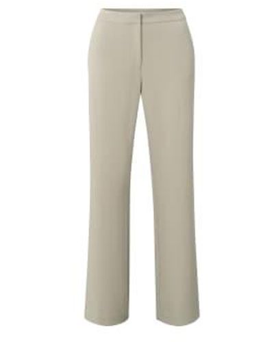 Yaya Pure Cashmere Soft High Waist Pantalon With Wide Leg 36 Beige - Gray