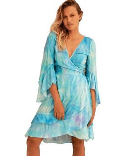 Sophia Alexia Wave Riviera Wrap Dress - Blue