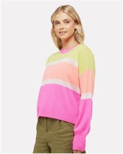 Brodie Cashmere Brodie Acid Stripe Sweater - Pink