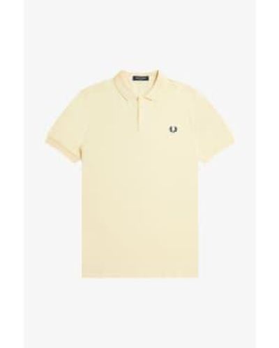 Fred Perry M6000 Plain Polo Shirt Ice Cream / French Navy M - Yellow