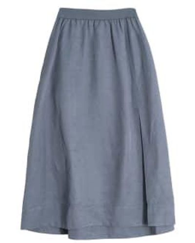 Ahlvar Gallery Michi Linen Skirt Steel Linen - Blue