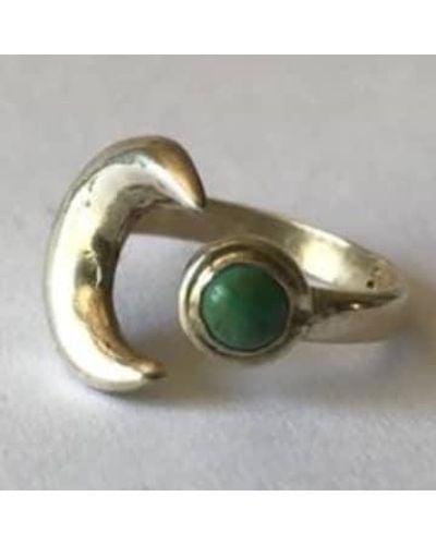 silver jewellery 925 Turquoise Moon Ring 7 Green/