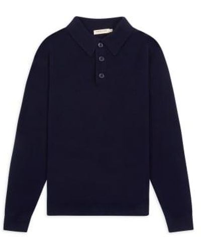 Burrows and Hare Knitted Polo Navy S - Blue