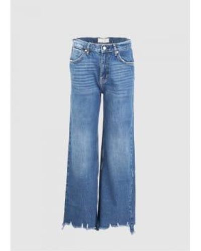 Free People Womens Straight Up Baggy Wide Leg Jeans In Riverside - Blu