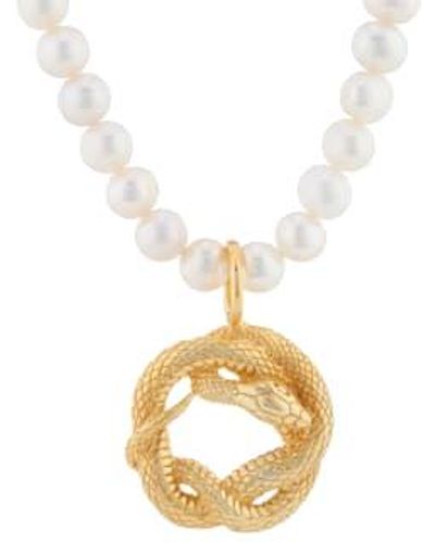 CollardManson Collar de perlas con serpiente - Metálico
