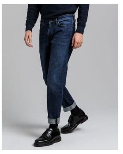 GANT Dark Worn In Wash Slim Jeans - Blu