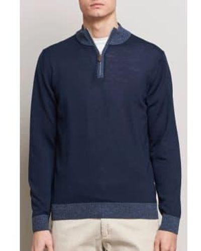 Stenströms Dark Merino Wool Half Zip Sweater 4202411355190 - Blue
