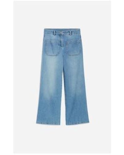 Vanessa Bruno Helias Double Front Pocket Wide Leg Jeans Size 14 Col - Blu