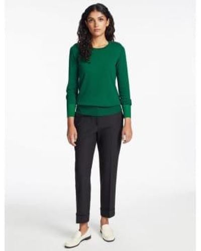 Cefinn Colette Contrast Cuff Crew Neck Sweater Col: Emerald Gr Xs - Green