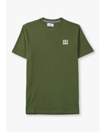 Aquascutum Mens Active Club Check Patch T Shirt In Army - Verde