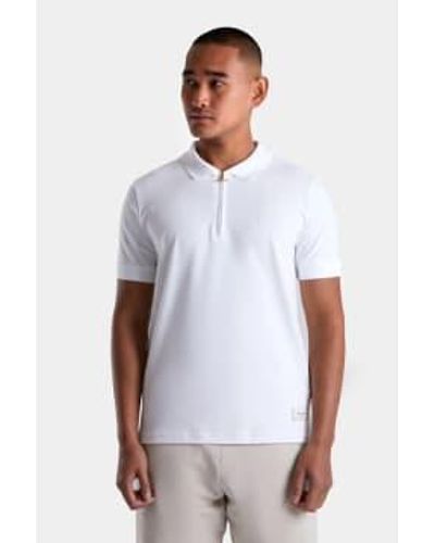 Android Homme Embroidered Zip Polo - Bianco