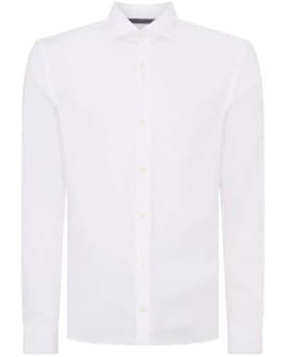 Remus Uomo Frank Linen Long Sleeve Shirt 15.5 - White