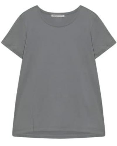 Cashmere Fashion T-shirt en coton travail confiance en décolleté rond - Gris