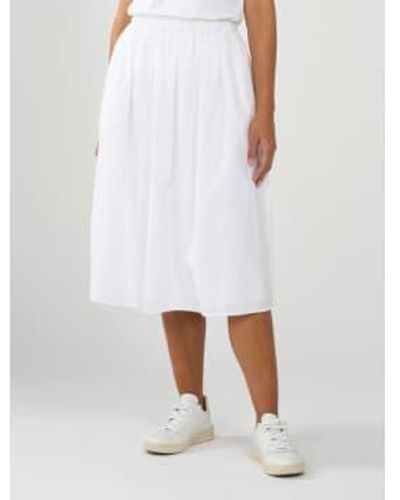 Knowledge Cotton Poplin Elastic Waist Skirt - Bianco