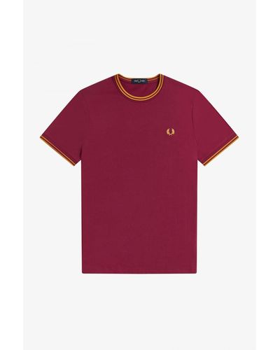 Fred Perry Twin Tipped T-shirt Tawny Port - Rojo