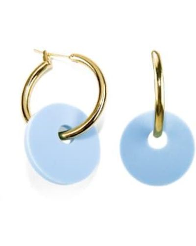 sept cinq Light Plexiglass Saucer Earrings - Blue