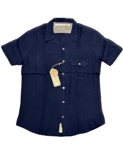 Scarti Lab Linon SS Shirt Navy - Bleu
