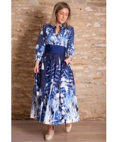 Sara Roka Elenat Dress In Foliage - Blu