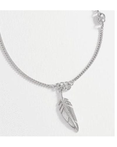 Estella Bartlett Rhodium Plated Feather Pendant Necklace - Metallizzato