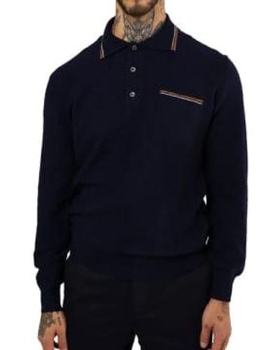 Circolo 1901 Long Sleeve Knitted Polo Shirt In Dark Roma Cn4200 - Blu