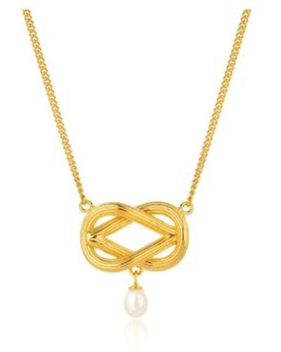 Claudia Bradby Love Knot Pearl Necklace / - Metallic