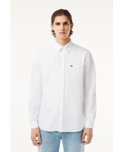 Lacoste Mens Regular Fit Cotton Oxford Shirt - Bianco
