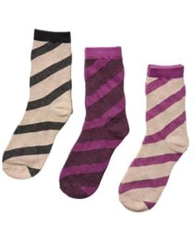 Numph Nuena Multi Socks Set Of 3 - Lila