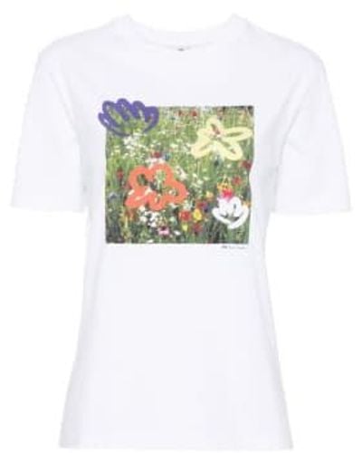 Paul Smith Wildflowers Cartoon Graphic T-shirt Col: 01 , Size: L - White