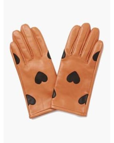 Mabel Sheppard Leather Gloves Camel Heart S - Orange