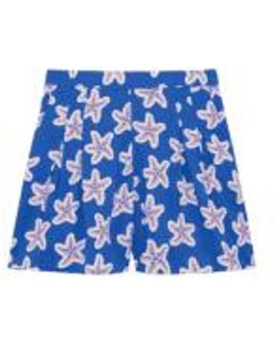 Compañía Fantástica Printed Starfish Shorts In And White From - Blu