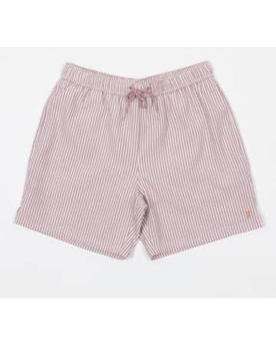 Farah Seersucker Stripe Swim Shorts - Pink